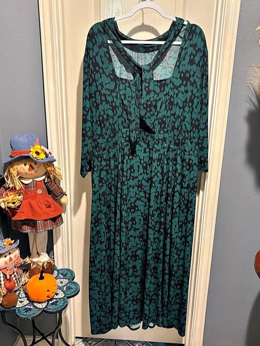 Lane Bryant Animal Print Maxi Dress Green & Black Size 22/24